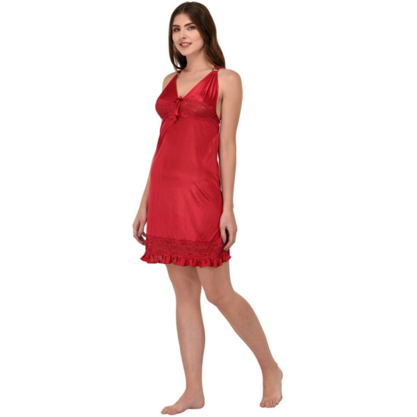 Fancyra Women Babydoll Nightwear Lingerie Free Size Maroon Color - Image 3