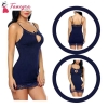 Fancyra Women Babydoll Sleepwear Lingerie Night Dress With G string Panty Free Size Blue Color