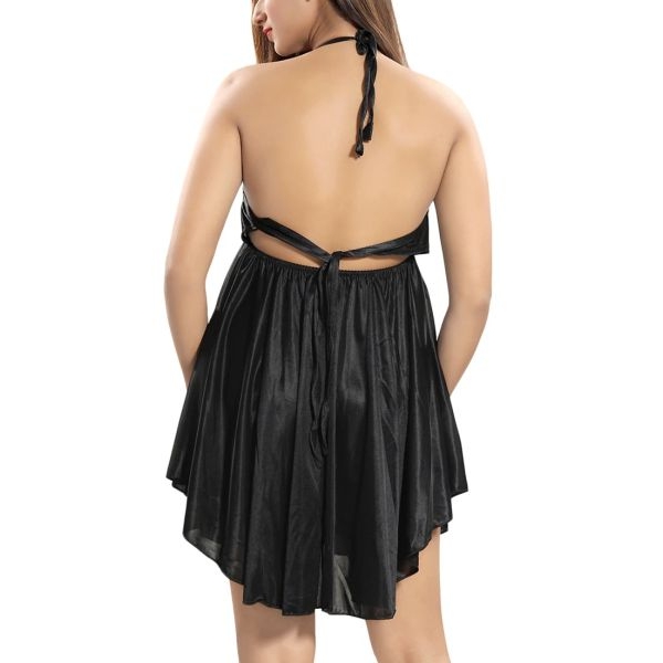 Fancyra Women Beautiful Satin Blend Nightwear Babydoll Nightdress Dress Free Size - Image 2