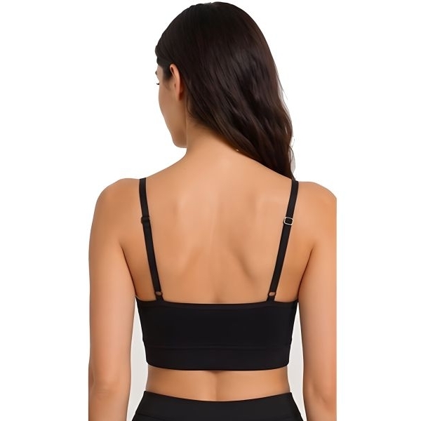 Fancyra Women Black Cotton Soft Stretch Comfort Padded Sports Bra - Image 4