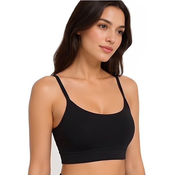 Fancyra Women Black Cotton Soft Stretch Comfort Padded Sports Bra - Image 5