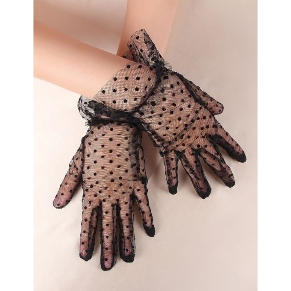 Fancyra Women Black Elegant Transparent Dot Fashion Gloves - Image 5