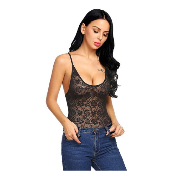 Fancyra Women Black Floral Lace Bodysuit Lingerie - Image 3