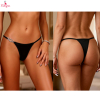 Fancyra Women Black High Waist Jeweled Thong Underwear
