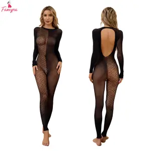 Fancyra Women Black Jumpsuit Style Full Body Stocking Lingerie