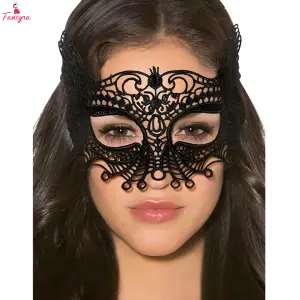 Fancyra Women Black Lace Face Mask for Party Wear