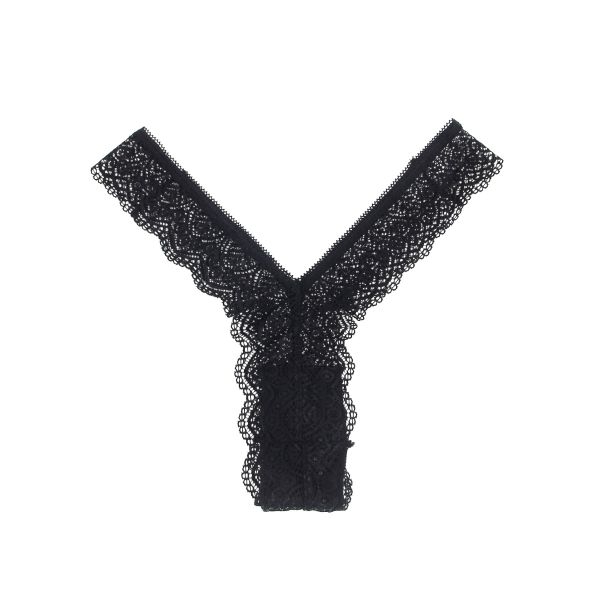 Fancyra Women Black Lace Thong Panties Low Rise V-Shape Lace Comfortable Underwear - Image 3