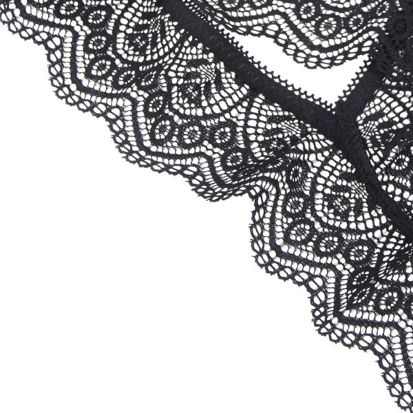 Fancyra Women Black Lace Thong Panties Low Rise V-Shape Lace Comfortable Underwear - Image 4