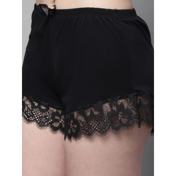 Fancyra Women Black Lace Trim Two Piece Sleeveless Top and Short Pajama Set - Image 4
