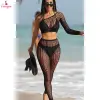 Fancyra Women Black Mesh Fishnet Bodystocking Lingerie