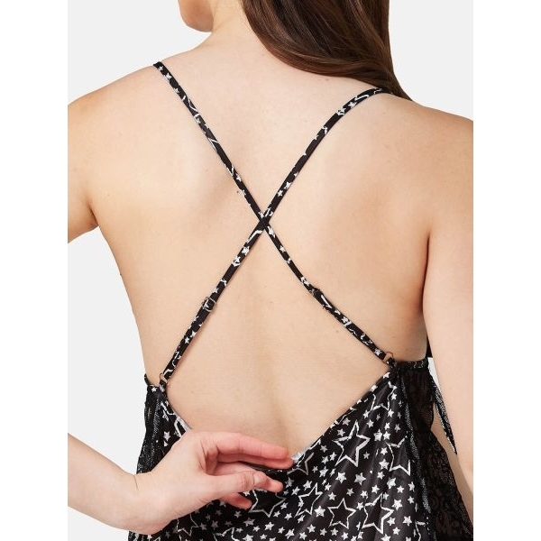 Fancyra Women Black Printed Hot Side Slit Babydoll Lingerie - Image 4