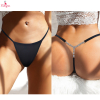 Fancyra Women Black Rhinestone Chain Mesh Thong Panty