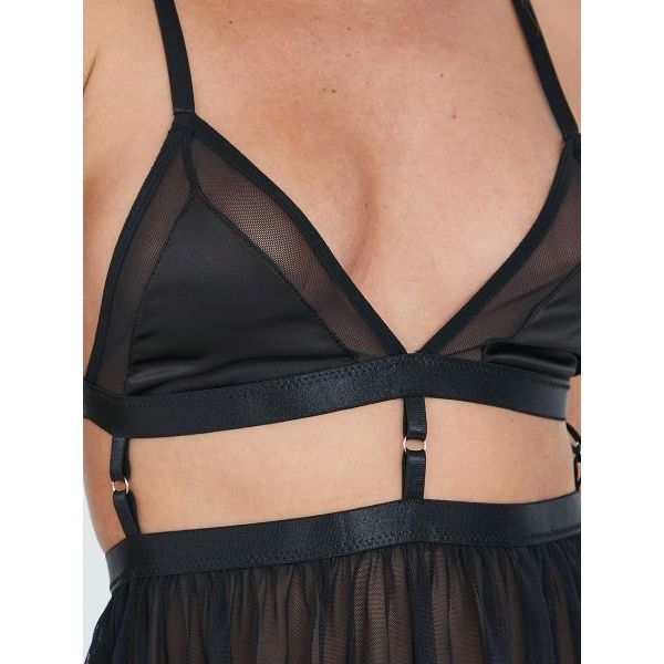 Fancyra Women Black See Through Hot Teddy Sheer Babydoll Lingerie - Image 5