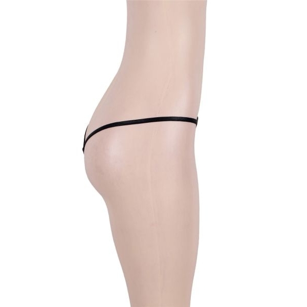 Fancyra Women Black Shiny Wet Look Thong Panty - Image 5