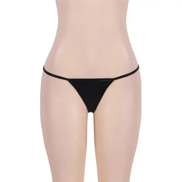 Fancyra Women Black Shiny Wet Look Thong Underwear - Image 4