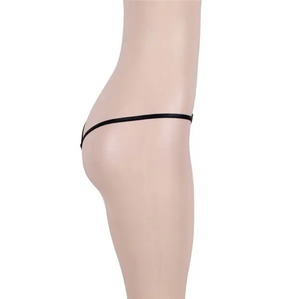 Fancyra Women Black Shiny Wet Look Thong Underwear - Image 5