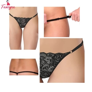 Fancyra Women Black Soft Comfortable Adjustable G-String Panty Thong For Women