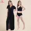 Fancyra Women Black Solid Satin 3 Piece Nightwear Set