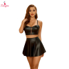 Fancyra Women Black Solid Top and Mini Skirt Nightwear Baby Doll Lingerie Set