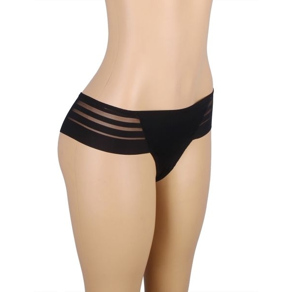 Fancyra Women Black Stripe Mesh Low Waist Panties Underwear - Image 5