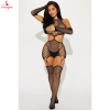 Fancyra Women Black Transparent Fishnet Pantyhose Bodystocking Lingerie