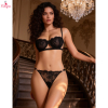Fancyra Women Black two piece Lingerie Set PushUp Bra