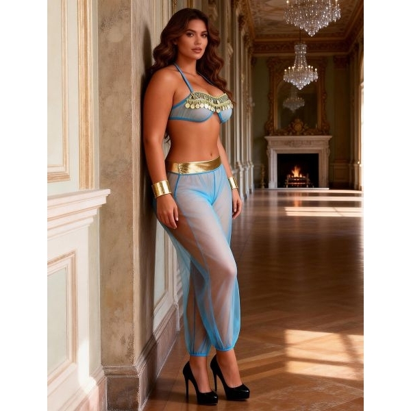 Fancyra Women Blue Elegant Dancewear Lingerie Set - Image 3