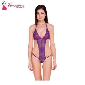 Fancyra Women Bodysuit Lingerie Free Size Purple Color