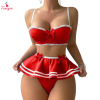 Fancyra Women Bow Lingerie Costume Set 3 Piece Bra Mini Skirt & Panty Cute Sailor Cosplay Lingerie