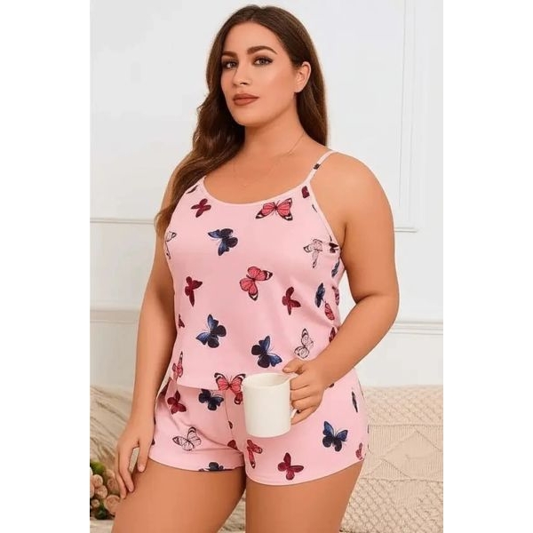 Fancyra Women Butterfly Printed Causal Top and Shorts Nightwear Pajama Set - Image 2