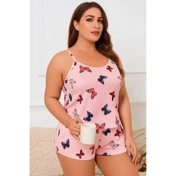 Fancyra Women Butterfly Printed Causal Top and Shorts Nightwear Pajama Set - Image 3