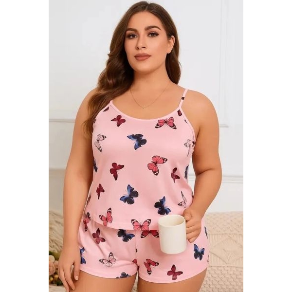 Fancyra Women Butterfly Printed Causal Top and Shorts Nightwear Pajama Set - Image 4