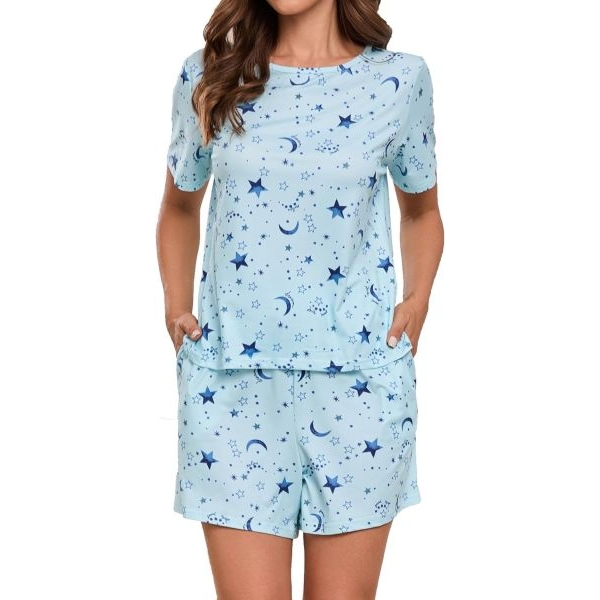 Fancyra Women Casual Night Suit Short Sleeve Tee and Shorts Pajama Set - Image 3