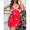 Fancyra Women Christmas Nightgown Chemise Full Slips V Neck Night Dress Nightshirt Sleepwear Lingerie