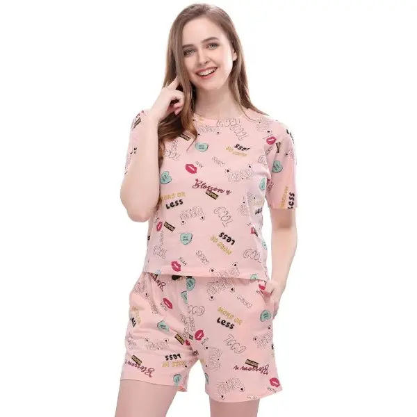 Fancyra Women Conversational Printed Satin Night suit Pajama Set - Image 2