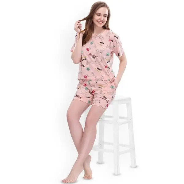 Fancyra Women Conversational Printed Satin Night suit Pajama Set - Image 3