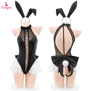 Fancyra Women Cosplay Bunny Girl Anime One Piece Bodysuit Lingerie Set