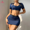 Fancyra Women Cosplay Halloween Costume Crop Top and Skirt Lingerie Set