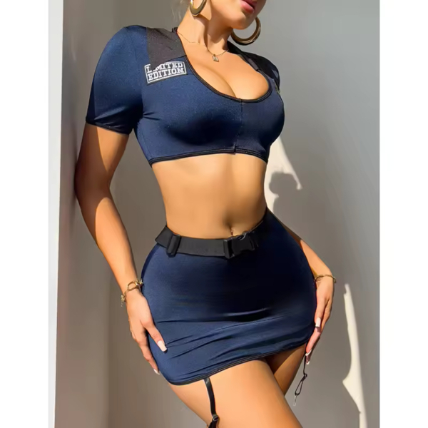 Fancyra Women Cosplay Halloween Costume Crop Top and Skirt Lingerie Set - Image 5