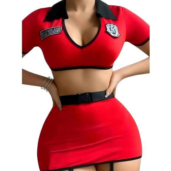 Fancyra Women Costume Roleplay Crop Top and Mini Skirt Nightwear Lingerie - Image 3
