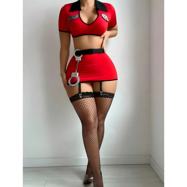 Fancyra Women Costume Roleplay Crop Top and Mini Skirt Nightwear Lingerie - Image 4