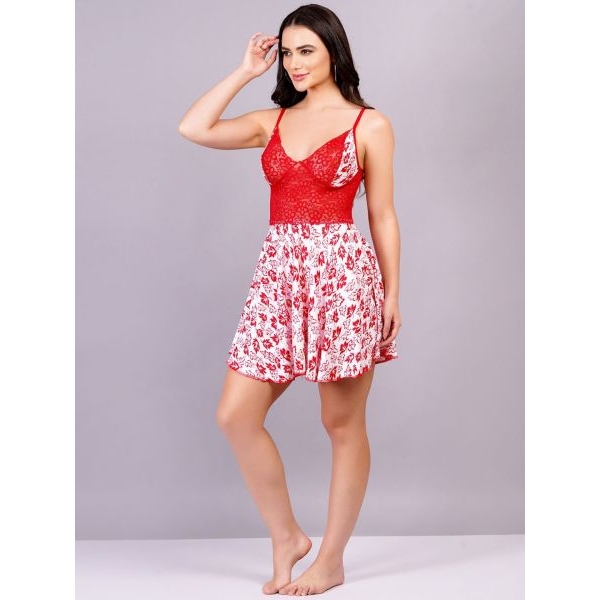 Fancyra Women Cotton Lycra Baby Doll Lingerie Dress for Honeymoon Wedding Night - Image 5