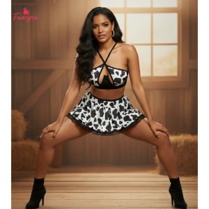 Fancyra Women Cowgirl Top & Skirt Two Piece Lingerie Nighty Set