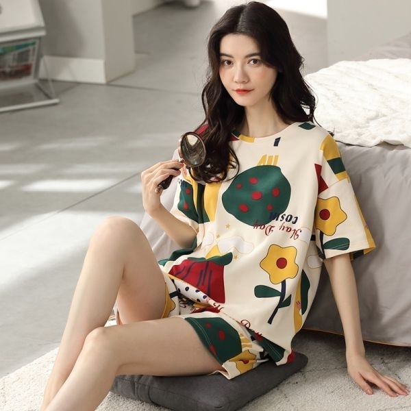 Fancyra Women Cute Printed Half Sleeves Top and Shorts Nightwear Pajama Set - Image 2