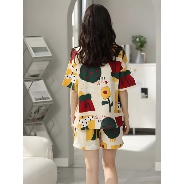 Fancyra Women Cute Printed Half Sleeves Top and Shorts Nightwear Pajama Set - Image 5