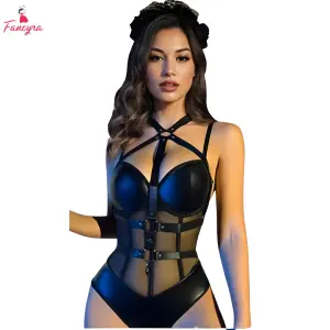 Fancyra Women Cutout Bodysuit Mesh Sheer One Piece Cosplay Lingerie