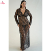 Fancyra Women Dark Green Luxury Lace V Neck Night Gown