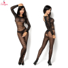 Fancyra Women Elastic Striped Tights Lingerie Open Crotch Full Bodystocking Lingerie