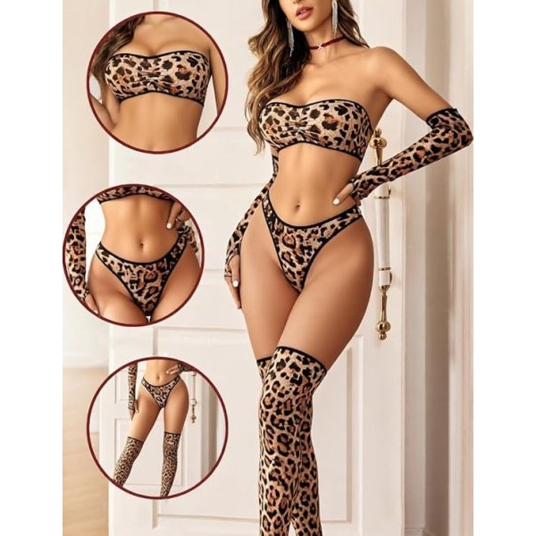 Fancyra Women Elegant Animal Print Nightwear Lingerie Set - Image 4