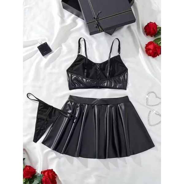 Fancyra Women Elegant Bralette Top & Mini Skirt Lingerie Set - Image 4